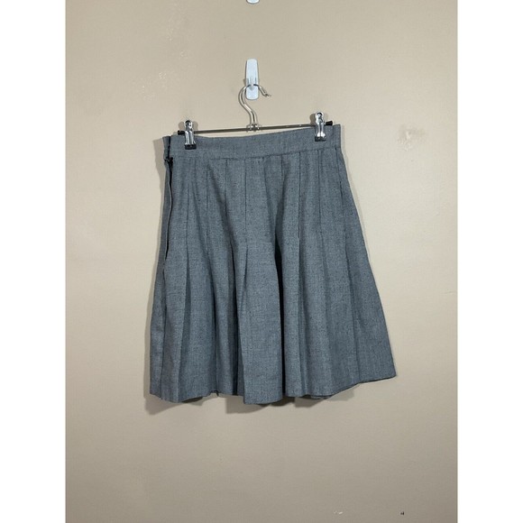 VTG Maggie Lawrence Houndstooth Pleated Skirt 10 Gray 90s Preppy Academia Retro - Picture 4 of 6